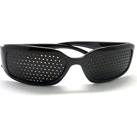 Lunettes à trous sténopéiques pour protection oculaire, anti-fatigue visuelle, design perforé, unisexe, légères, idéales pour lecture et écran. (1/4)