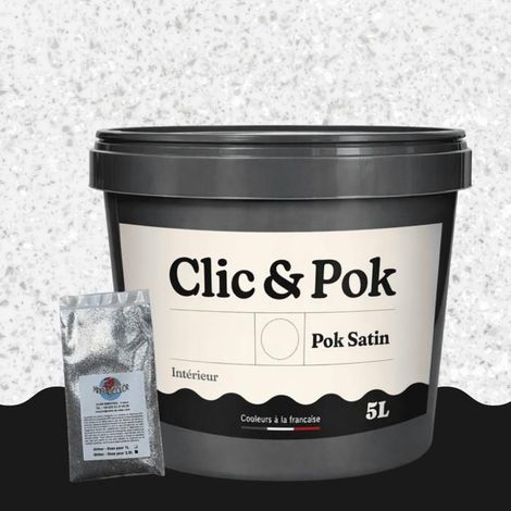 Peinture Effet Pailleté pour Murs & Plafonds - POK PAILLETTE - 5L - Blanc Oxydé (1/4)