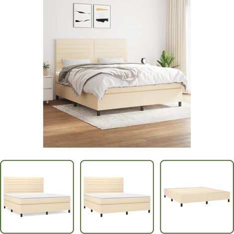 vidaXL Kopfteil - Boxspringbett mit Matratze Creme 160x200 cm Stoff (1/5)