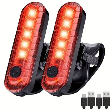 Kit d'éclairage LED pour vélo – 2 pièces – Rechargeable par USB – 4 modes – Étanche (1/5)