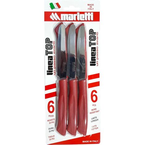 Coltelli da tavola dentati rossi Marietti Top set 6 pz (1/3)