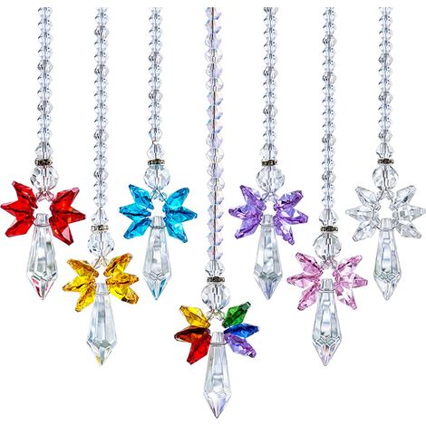 Attrape-Soleil Ange Gardien - Cristal Transparent - Décoration Intérieure Extérieure Fenêtre Jardin Voiture - Lot de 7 (1/5)