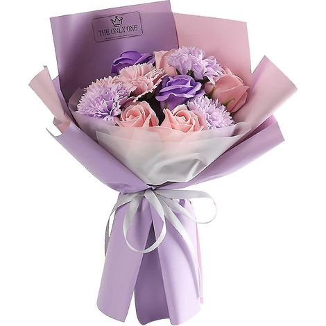 Bouquet de savons aux œillets roses et roses séchés - Cadeau pour la fête des mères (1/2)