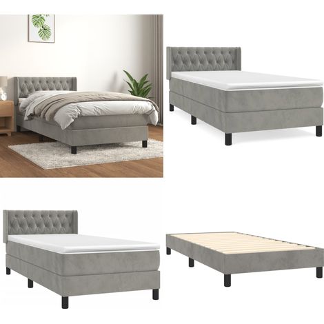 Boxspringbett mit Matratze Hellgrau 100x200 cm Samt - Samtbett - Boxspringbett - Doppelbett - Bettauflage - Matratze - Home & Living (1/5)