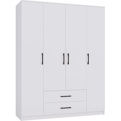 Armario moderno blanco para dormitorio, espacioso, con estantes y barra para colgar ropa: ¡perfecto para guardar la ropa (1/5)