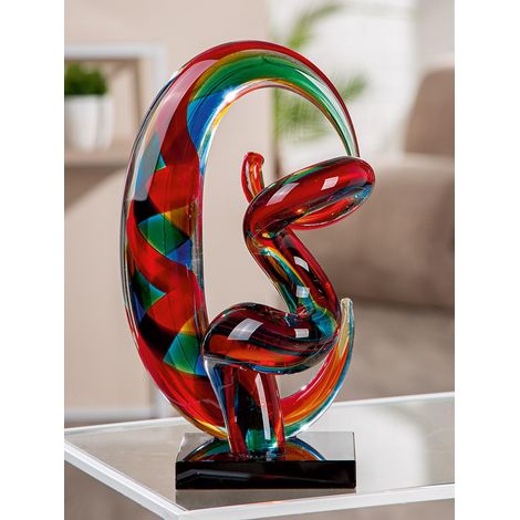 Sculpture Palmeira en Verre, Multicolore, Surface Brillante, 28 cm de Haut, 17 cm de Large, 15 cm de Profondeur (1/4)