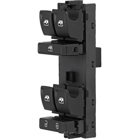 Interrupteur de commande de lève-vitre noir pour Santana 34D 959 857 D, situé en position conducteur. (1/5)