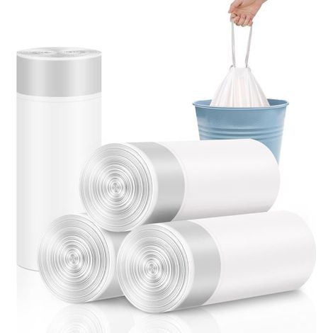 Ecleanfy - Sacs Poubelle 15 Litres avec Fermeture à Cordon 90 Pièces – Ultra-Résistants, Anti-Déchirure pour Salle de Bain, Bureau & Maison (1/5)