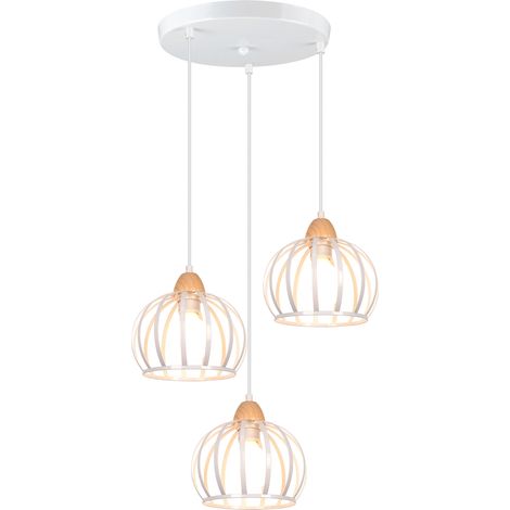3 Luces Plafones Vintage Lámparas De Colgar Moderna Redonda, Lámparas De Colgar De Hierro Y Metal Para Pasillo, Cocina, Interior, Blanco