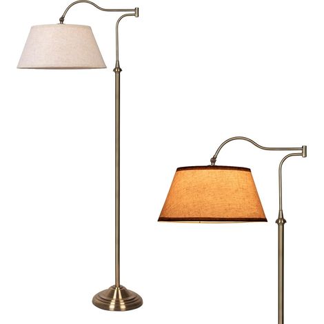 Articulating Arm Floor Lamps, Arch Floor Lamps with Articulated Arm 180° Adjustable for Living Room, Mid Century Style Floor Lamps with Linen Shade, Tall Lamps for Bedroom (1/5)
