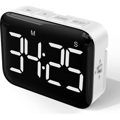 Minuteur de Cuisine Numérique 4 Pouces Grand écran LED Timer Aimanté avec Luminosité et Sonorité Réglables Chronometre Minuterie pour Les Enfant et Anciens - Piles Incluses (1/5)