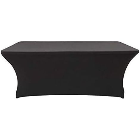 Housse pour Tables Nappe de Tables, Stretch Table de Couverture de Tissu 8 ft Pied rectangulaire Table à chevalets Banquet de Mariage 244 76 76 cm (Noir) (1/5)