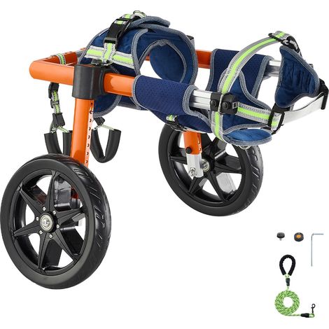 Fauteuil roulant pour chien pattes arrière, léger 2 roues, réglable en hauteur, largeur et longueur, chariot avec roues amortissantes, pour chien blessé ou handicapé 15,8-21,7 kg, taille M (1/5)