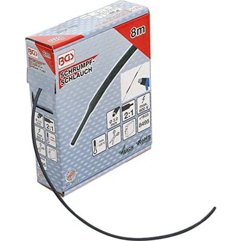 Boîte de Gaines Thermorétractables Noires D.3 mm - 8 m - Protection et Isolation Électrique - D-Work