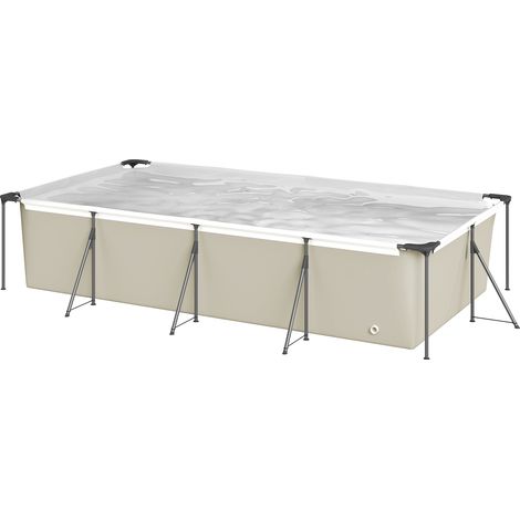 Piscine Tubulaire Rectangulaire Piscine Hors Sol Nouvelle Structure Stable Antirouille 394,5x208,3x80,5cm Gris