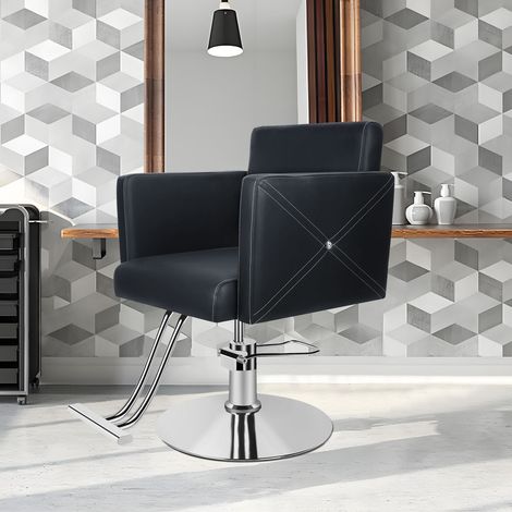 FIANAO – Fauteuil de salon de coiffure pivotant 360° – vérin hydraulique, hauteur réglable, charge max. 150 kg – 53 × 53 × 84-94 cm, noir (1/5)
