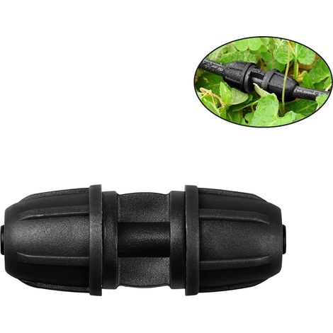 Raccord d'irrigation goutte à goutte de 1/4 pouce avec embout de verrouillage, pour tuyau de 1/4 pouce (25 pièces/paquet) (raccord noir) (1/5)