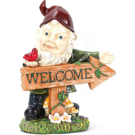 Kreative Willkommensschild-Gnomfigur aus Kunstharz, wasserfest und langlebig (1/5)