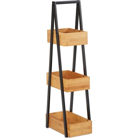 Scaffale a scala moderno 3 ripiani design pulito cucina bagno 140 x 40 x 30 cm in bambù naturale 130004699