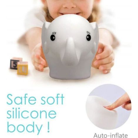 éléphant Veilleuse Enfant USB rechargeable LED Lampe de chevet en silicone Couleur Changement Télécommande Dimmable Tactile Lumière (1/4)