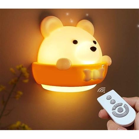 Lampe de chevet pour enfants Applique murale LED Veilleuse avec télécommande Veilleuse portable Convient pour chambre de bébé, chambre, salon, camping, pique-nique Lumière blanche chaude, lampe à écon