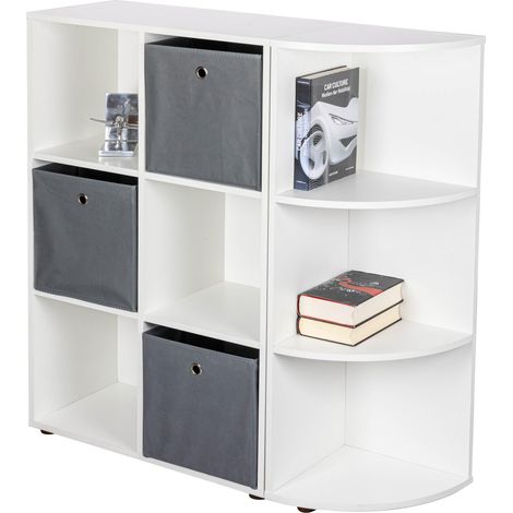 Étagère d'angle avec 3 Compartiments Étagère sur Pied Salon Bureau Chambre à Coucher Dimensions en cm P : 33 x L : 34,40 x H : 110 Blanc (1/5)