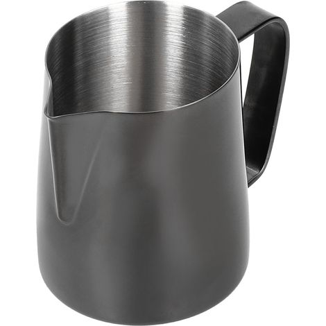 Multifunktionales Milchkännchen aus Edelstahl zum Aufschäumen von Kaffee, Latte-Tassen mit schwarzem Griff, 350 ml (1/5)