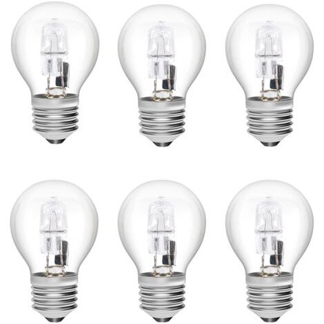 NALOOKAMIC Ampoule halogène E27 28W G45 – Blanc chaud 2700K dimmable – Coque en verre renforcé – Lot de 6 pour lustres et lampes de table (1/5)