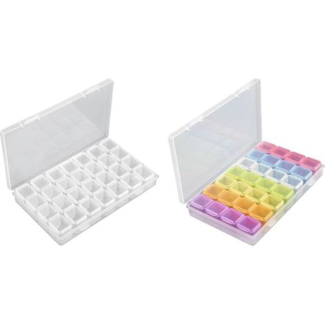 Organisateur Bijoux , Boite Transparente Compartiments, Petite Boite Plastique de Rangement, Boite Rangement Perles et Accessoires Nail Art (1/3)