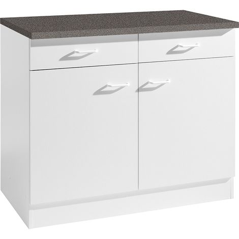 Küchen-Unterschrank 2-türig SALERNO-03 Weiß Breite 100 cm