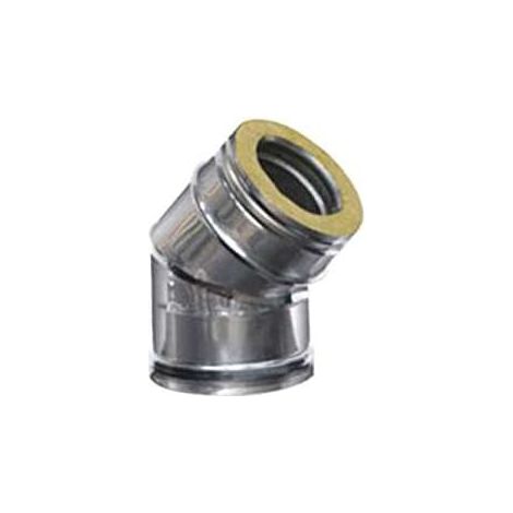 MARAL GOMITO INOX SETTORI 45 GRADI 20-25 DP DOPPIA PARETE ACCIAIO INOX AISI 316L INTERNO AISI 304 ESTERNO FINITURA LUCIDA ISOLAMENTO LANA DI ROCCIA 25 MM ANGOLAZIONE 45 GRADI MODELLO A SETTORI colore  (1/2)