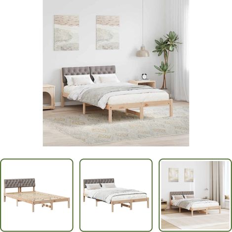 vidaXL Lit plateau - Cadre de lit Marron et taupe 120 x 190 cm Bois massif en pin (1/5)