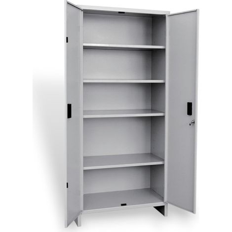 Armadio tuttopiani in metallo doppia anta con 4 ripiani e serratura - 60x40xH180 cm