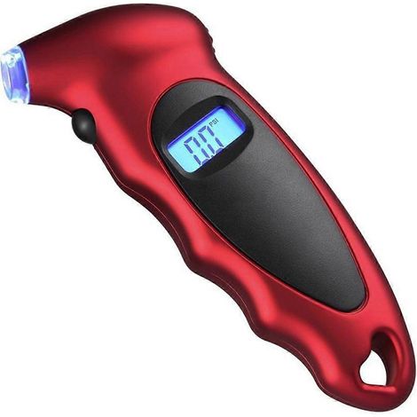Manomètre numérique de pression des pneus de voiture, camion et moto, avec écran LCD, rouge. (1/5)