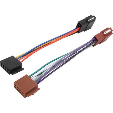 ISO radio wire connector, wiring harness adapter, male to female plug, 16-pin receiver cable (1/5)