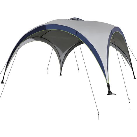 Gartenpavillon 4x4x2,5 m – Partyzelt & wasserdichter Sonnenschutz, Metallstangen + Polyester, Creme & Blau