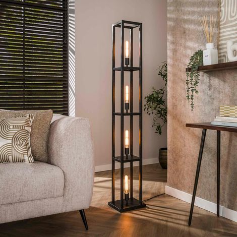 Lampadaire tour noire style moderne, 4 ampoules TRIBECA (1/5)