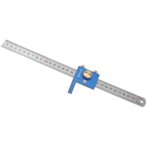 30CM / 12IN Règle de dessin au trait métrique Règle de ligne à 90 ° Règle à angle droit pour le travail du bois Outil de mesure du travail du bois - Bleu (1/5)