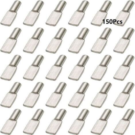 150 pcs Support Etagere, Taquet Etagere 5mm, Cheville de Support Goupille Etagere en Métal Nickelé Plaqué Forme de Cuillère, Étagère Broches pour Meubles Placard Bibliothèque (1/5)