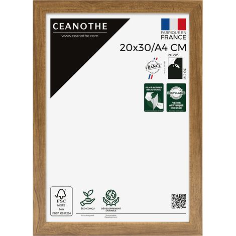 Cadre Photo Marron 20x30 cm/A4 et 30x20 cm/A4 - Convient au A4 – Fabriqué en France - Cadre Precious Marron 20x30 cm/A4 - Cadre photo en Résine recyclée - Verre acrylique Incassable (1/5)