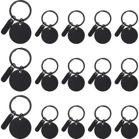 Ébauches de porte-clés en acier inoxydable à graver, étiquettes de porte-clés en métal à estamper et à graver au laser avec étiquette de suspension (1/5)