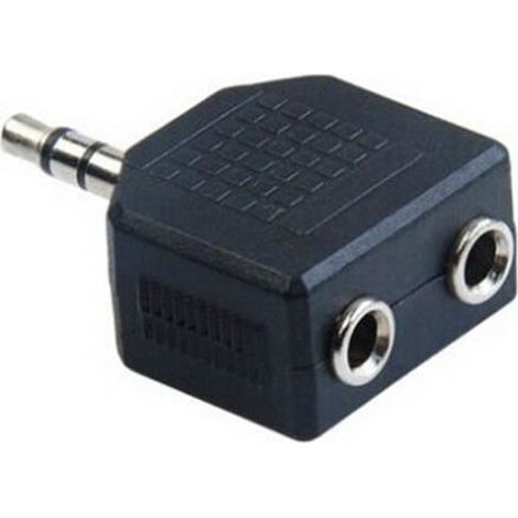 Adaptateur audio - STRAßE TECH - Casque Séparateur Jack 3.5 mm - Plaqué or - 2 sorties - Noir