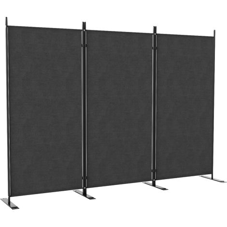 Paravent extérieur 3 panneaux pliable et réglable, polyester et métal, 252x44x176 cm, gris carbone