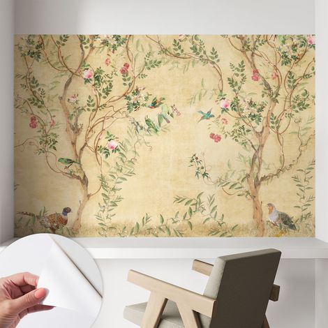 Papier peint adhésif décoratif pour chambre et salon Design moderne à poser facilement Accents floraux 104x70 cm (1/5)