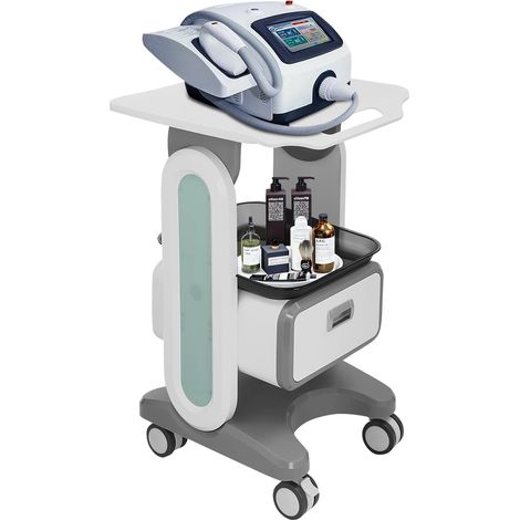 Chariot médical portable avec tiroirs, chariot de maquillage, chariot à roulettes de salon de beauté, chariot de coiffeur, chariot à outils avec compartiment de rangement et roue de frein