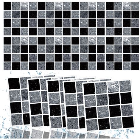 Autocollant Mosaïque - 10 x 10 cm - Auto-adhésif Étanche - Pour Dosseret Cuisine Salle De Bain - 20 Pièces (1/5)