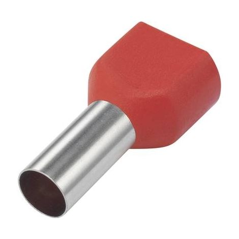 Embout double d'extrémité de câble TRU COMPONENTS TE100-14RD 10 mm² x 14 mm partiellement isolé rouge 100 pc(s)