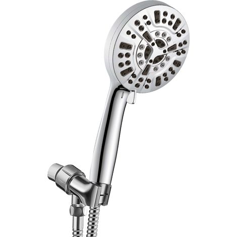 Douchette haute pression en plastique ABS avec 10 jets différents, alternative à la douche de salle de bain, couleur argent. (1/5)