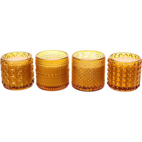 ARPIMEX Vasetto Vetro con Cera D 7 Cm H 6,8 Cm Mix 4 Pz Marrone