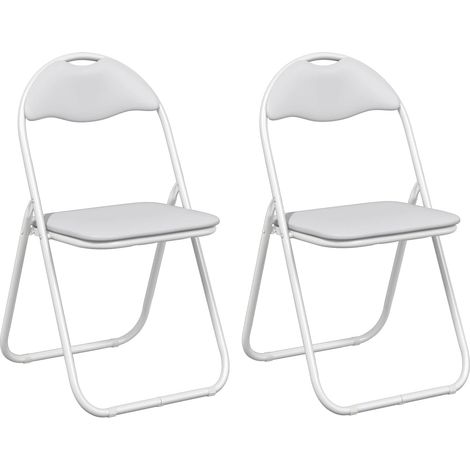 Folding Chair 2 pcs White and Grey 48 x 43.5 x 81 cm vidaXL